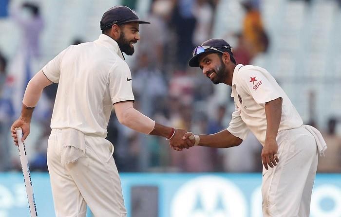 कोहली और रहाणे ने चौथे विकेट के लिए 365 रन जोड़े जो भारत की ओर से चौथे विकेट की सर्वश्रेष्ठ और कुल पांचवीं सर्वोच्च साझेदारी है। 