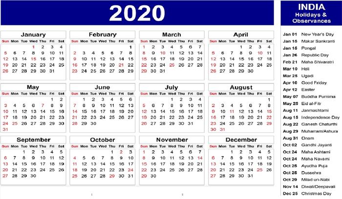 स्वागत 2020 : नए साल में बना लें अपने Tour Plan , इस साल लंबे वीकेंड के कई मौके , देखें कलेंडर